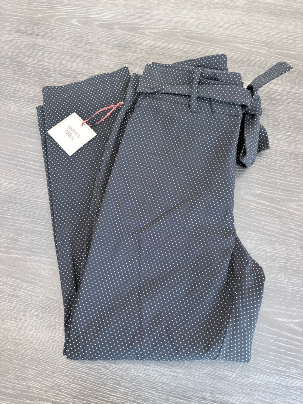 Women's Black Polka Dot Cropped Pants with Tie Waist